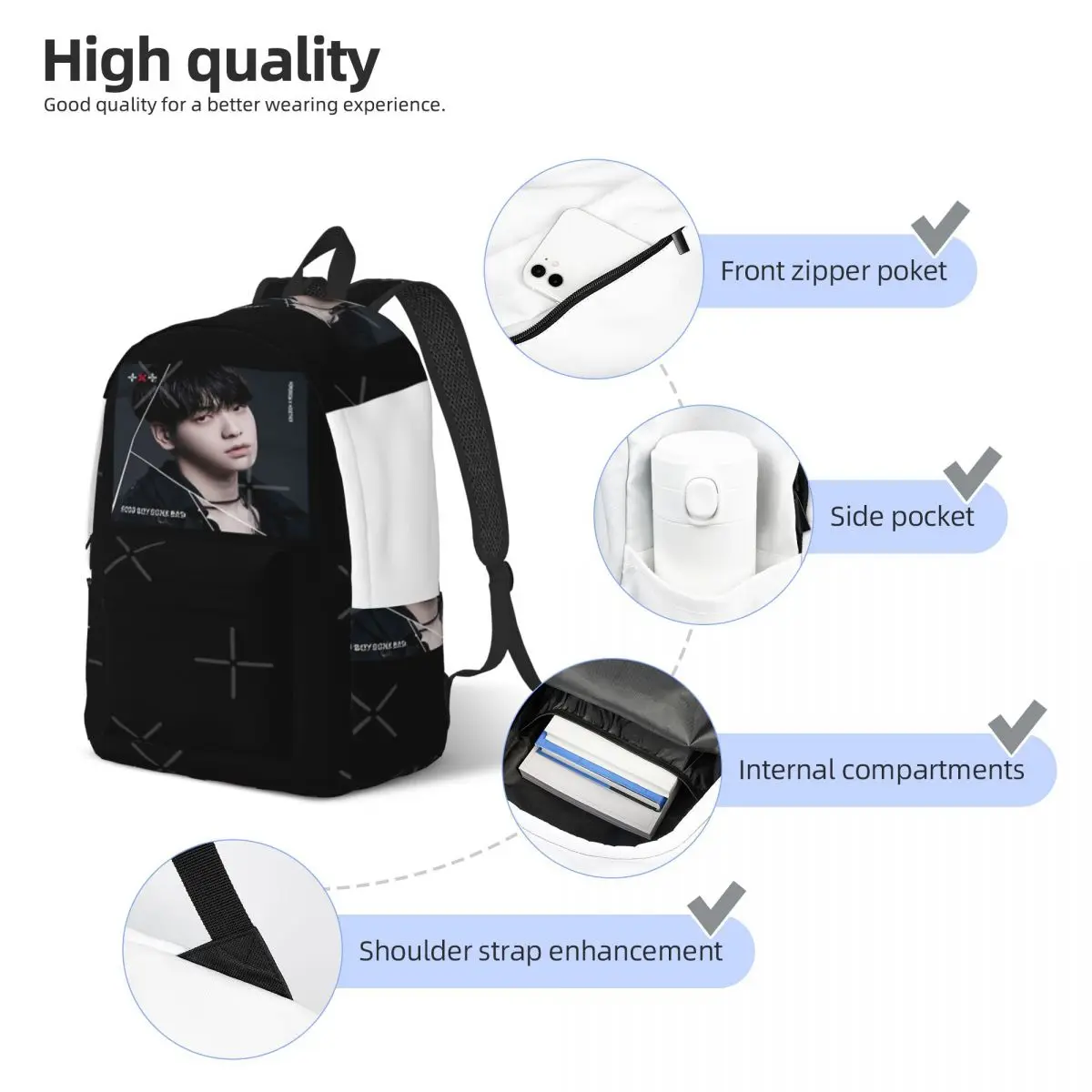 SOOBIN TXT - TEMPTATION Einfacher und stilvoller Rucksack Canvas-Rucksack Damentaschen