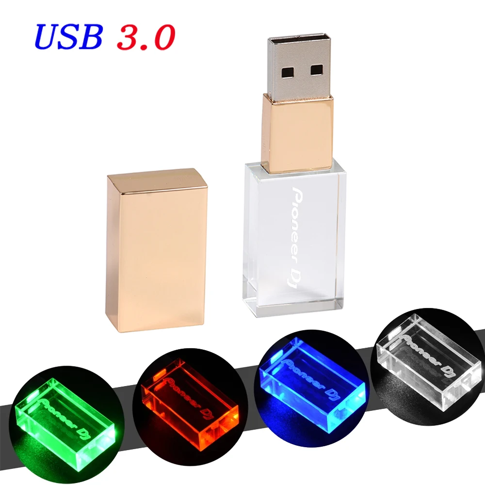 

Pioneer DJ USB3.0 High Speed Memory Stick 128GB Crystal Pen Drive 64GB Wedding Gift USB 3.0 Flash Drive 32GB LED U Disk 16GB 8GB