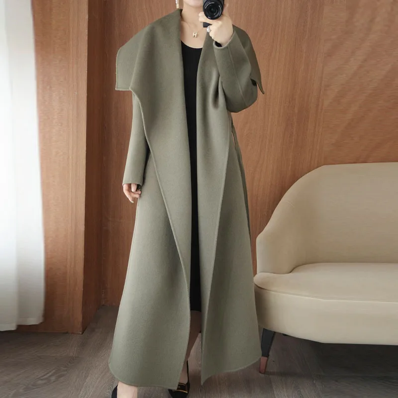 2025 Women's 100% Cashmere Thick Double sided Long Jacket Classic Multi functional Fashion Suitable for Business