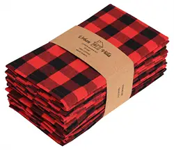 6pcs Classic White Black Plaid Table Napkins 18inch*28inch Cotton Christmas Decoration Cloth Napkins Kitchen Hotel Dinner Decor