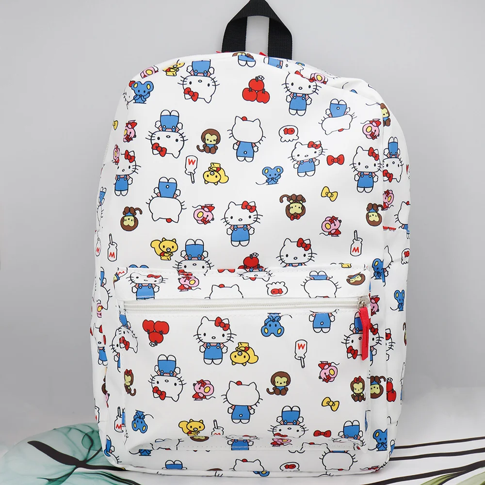 Mochila simples Sanrio Hello Kitty para mulheres, Mochila dupla estilo universitário, Bolsa escolar popular de grande capacidade