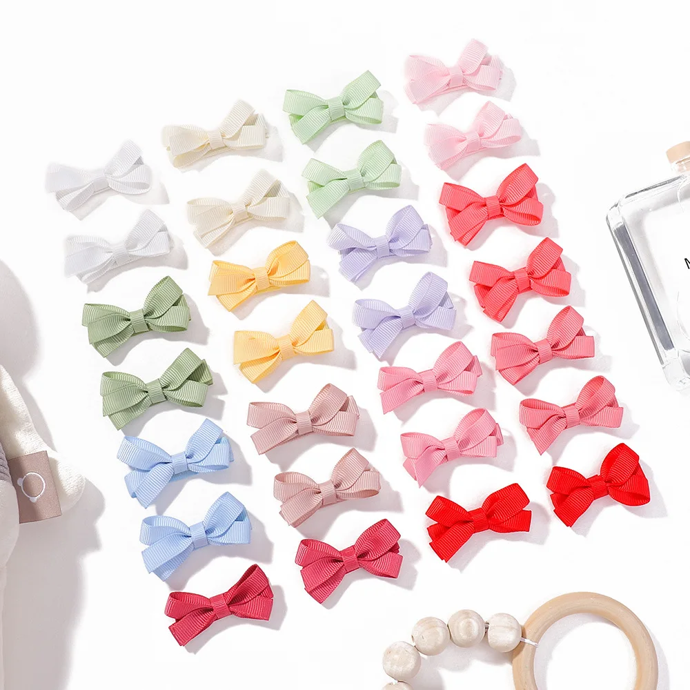 100pc/lot New 2inch Grosgrain Ribbon Hair Bow Hair Clips Kids Girls Solid Bowknot Hairpins Barrettes Children Headwear Wholesale