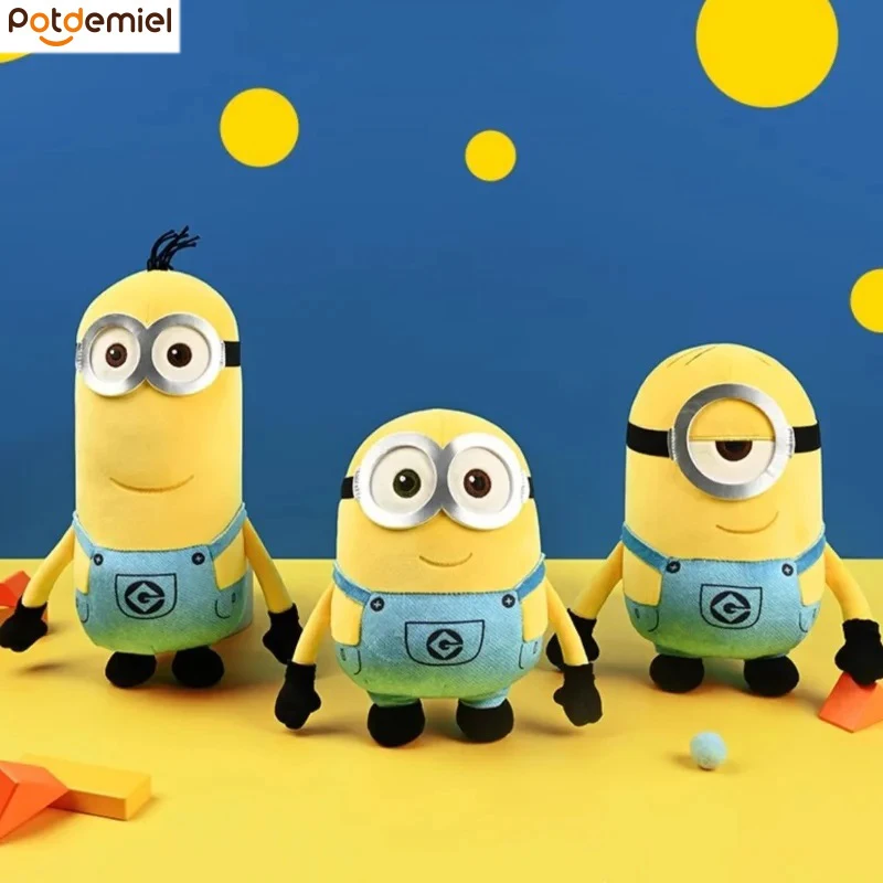 Lindos personajes de películas Minions juguetes de peluche amarillos Bob Stuart muñecos de peluche suaves juguetes y pasatiempos regalos de cumpleaños de Navidad para niños