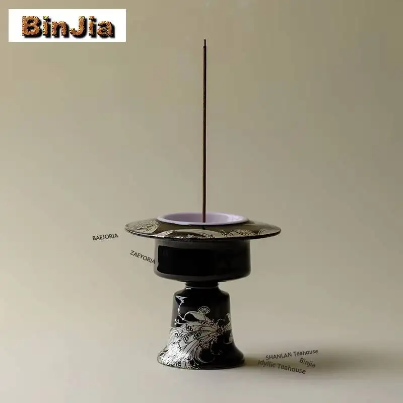 BAEJORIA Black Shadow Swimming Fish Incense Holder Incense Smoke Waterfall Incense Burners Meditation Censer Cafes Decoration