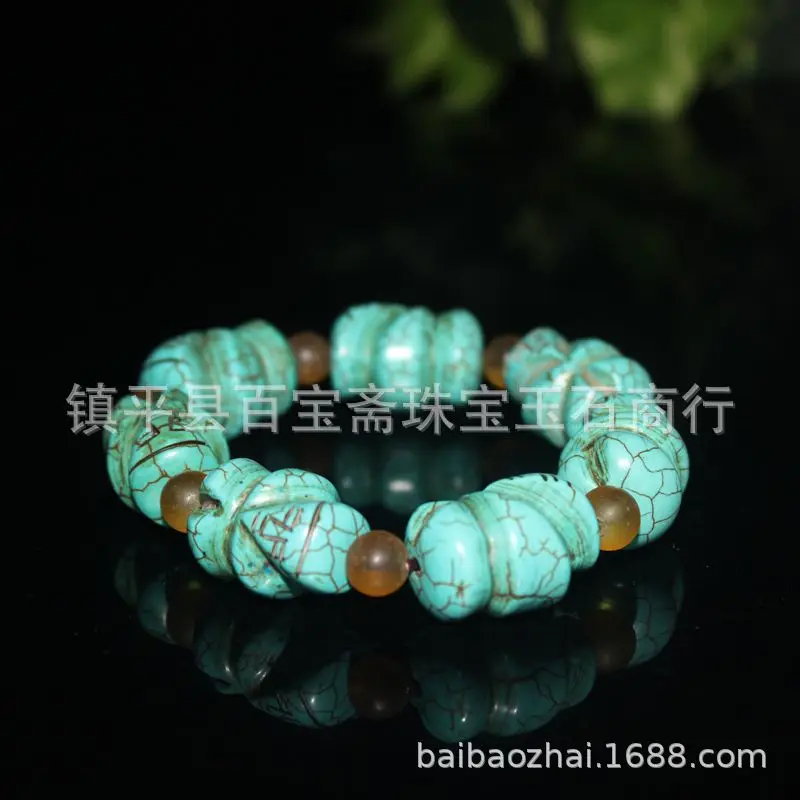 Pearl Carving Weng Zhong Bracelet Old Turquoise Beads String
