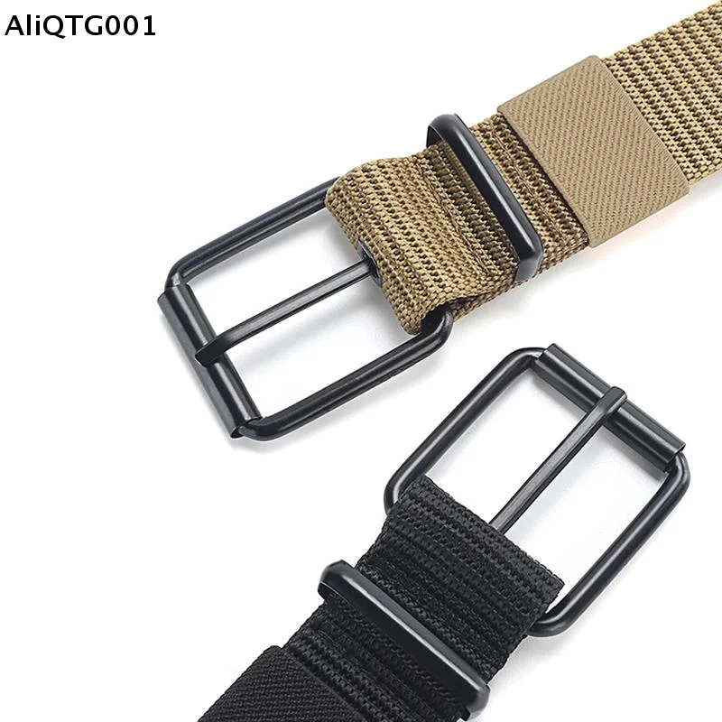 Unisex Trendy Belt Porous Canvas with Pin Buckle Leather Outdoor Sports Jeans Accessory for Men And Women