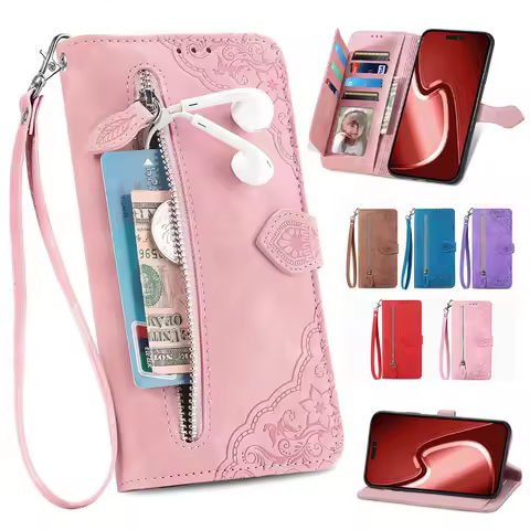 Leather Zipper Wallet Phone Case For Samsung Galaxy A12 A22 A32 A42 A52 A52S A21S A31 A41 A51 A71 5G Flip Card Cash Slot Cover