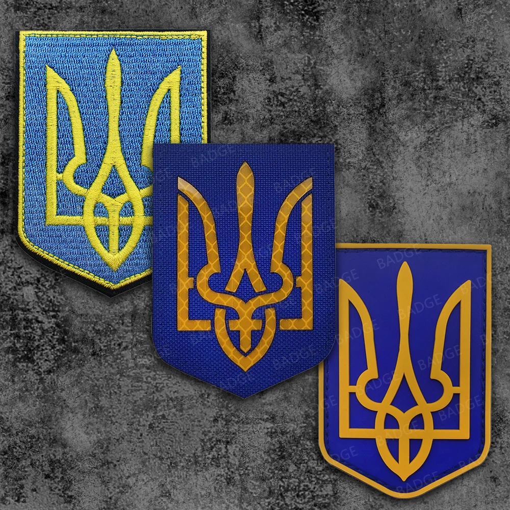 Ukraine PVC embroidered patch Ukrainian flag Shield shape Badge Tactical Badge Emblem Backpack Hat Clothing Appliques with Hook