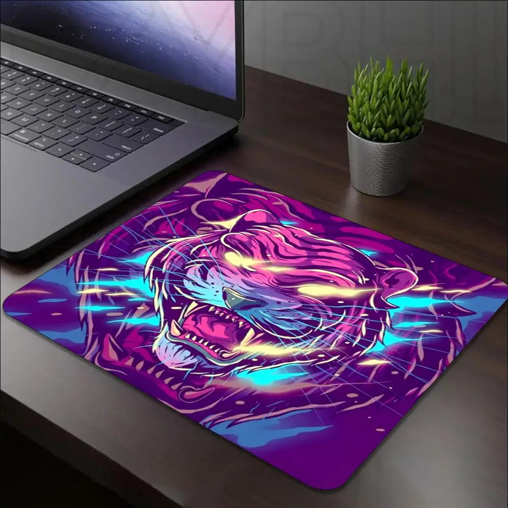 Square Gaming Mouse Pad Bright Neon Elephant Art Non Slip Rubber Base Stitched Edge Mat 18x22 40x45 For Laptop Gaming Workspace