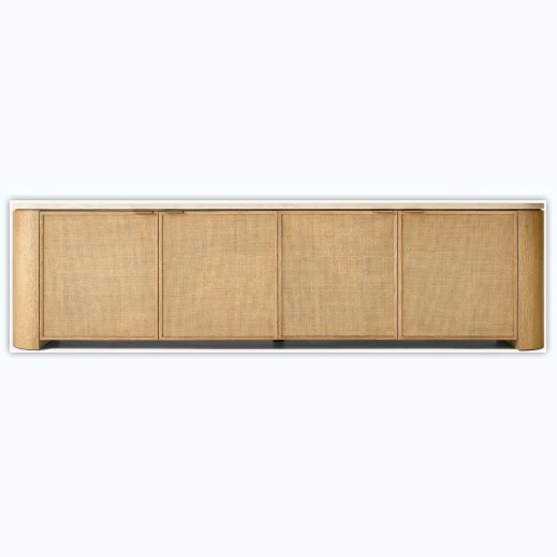 

American country villa room indoor solid wood dining side locker, storage cabinet, desktop marble design