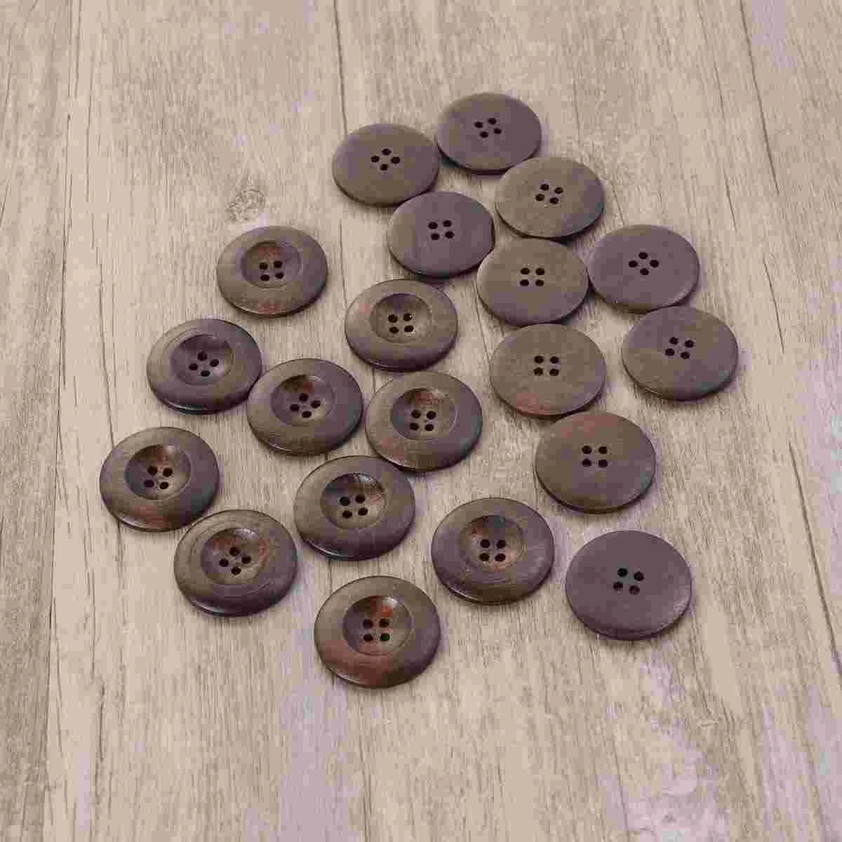 

20PCS 35MM Wooden Buttons Round Sag Four Holes Pattern Decorative Buttons for Sewing Scrapbooking Crafts (Dark Coffee)