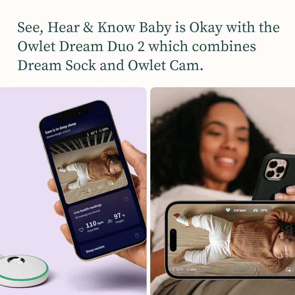 ® Dream Duo Smart Baby Monitor: FDA-Cleared Dream Sock® Plus  Cam 2- Tracks & Notifies for Pulse Rate & Oxygen While Viewing Bab