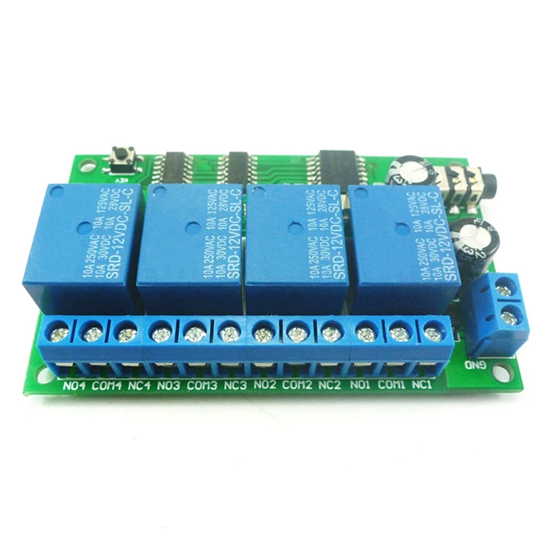 AD22B04 4 Channel Relay DTMF Tone Signal Decoder Remote Control Relay Module 12V DC For PLC Smart Home