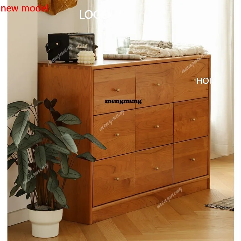 

H132 Nordic solid wood nine-chest cabinet, bedroom clothing storage cabinet, living room retro floor entrance cabinet