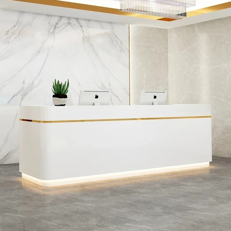 Salon Beauty Reception Center Desks Modern Storage Luxury Counter Shop Counter Worktable NBancone Reception Commercial Furniture 2