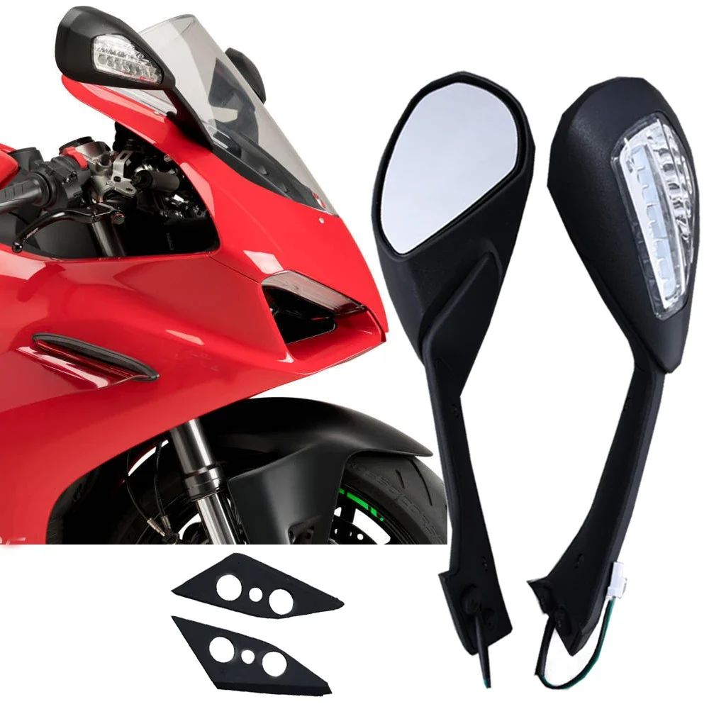 

For Ducati Panigale V2 Rearview Mirrors Motorcycle Accessories Rear View Foldable Integrated Turn Signals LED Light 2020-2024 23