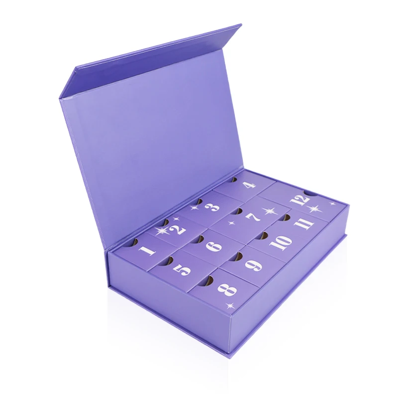 2025.Wholesale Stock Advent Calendar Box 12 Day Purple Natural Skincare Set Vegan Christmas Gift Women for Packaging Box - Image 2