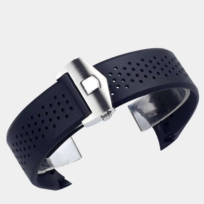 

For TAG HEUER GRAND CARRERA AQUARACER Soft Silicone Wristband Men Watch Bracelet Rubber Watch Band Chain 22mm 24mm