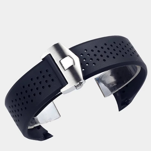 Para TAG HEUER GRAND CARRERA AQUARACER pulsera de silicona suave pulsera de reloj de hombre correa de reloj de goma cadena 22mm 24mm