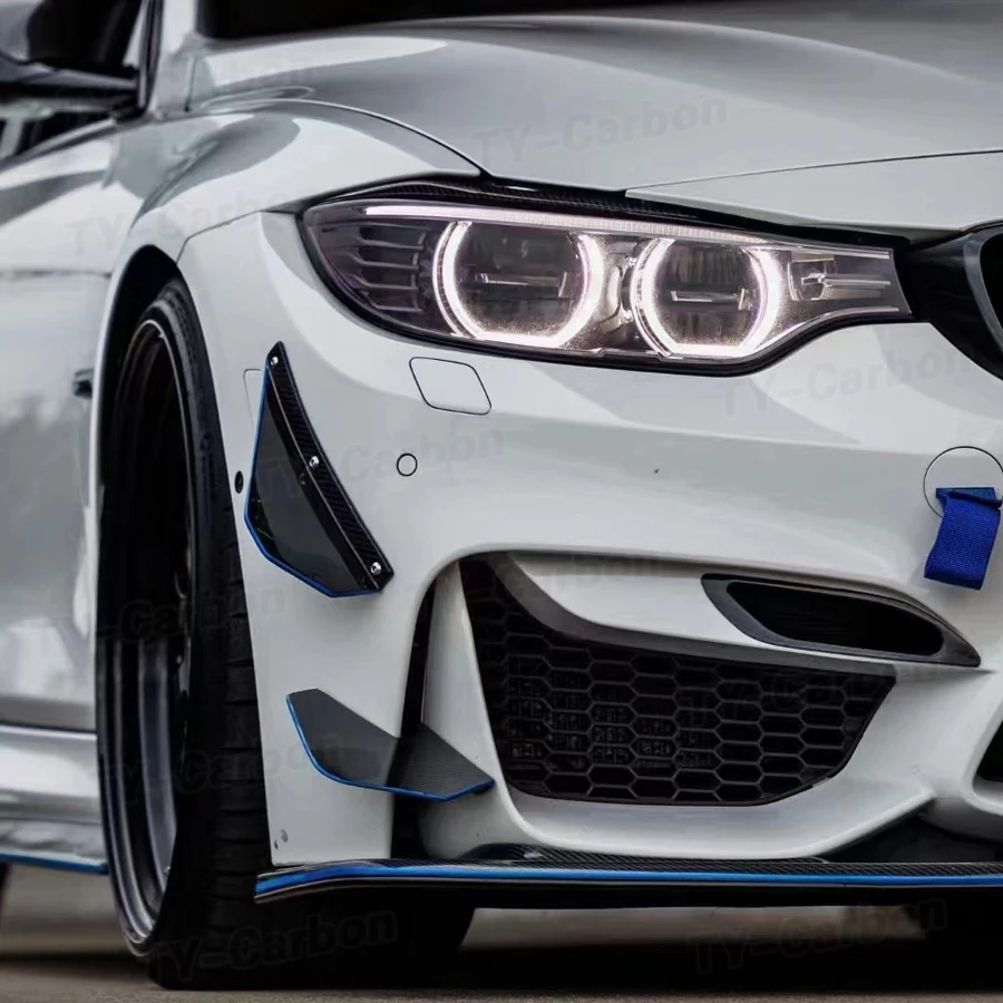 Real Carbon Fiber Front Splitter Bumper Canard For BMW F80 M3 F82 M4 2014-2019 Spoiler Side Fin Flaps Decoration GT-4 Style FRP