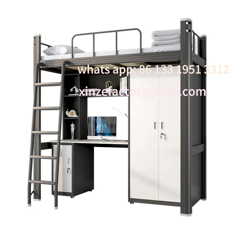 

Student Apartment Bed On Bed Under Table Combination Bed Dormitory Staff Iron Frame Elevated Bed Under Bed Empty Bunk Bed Ladder