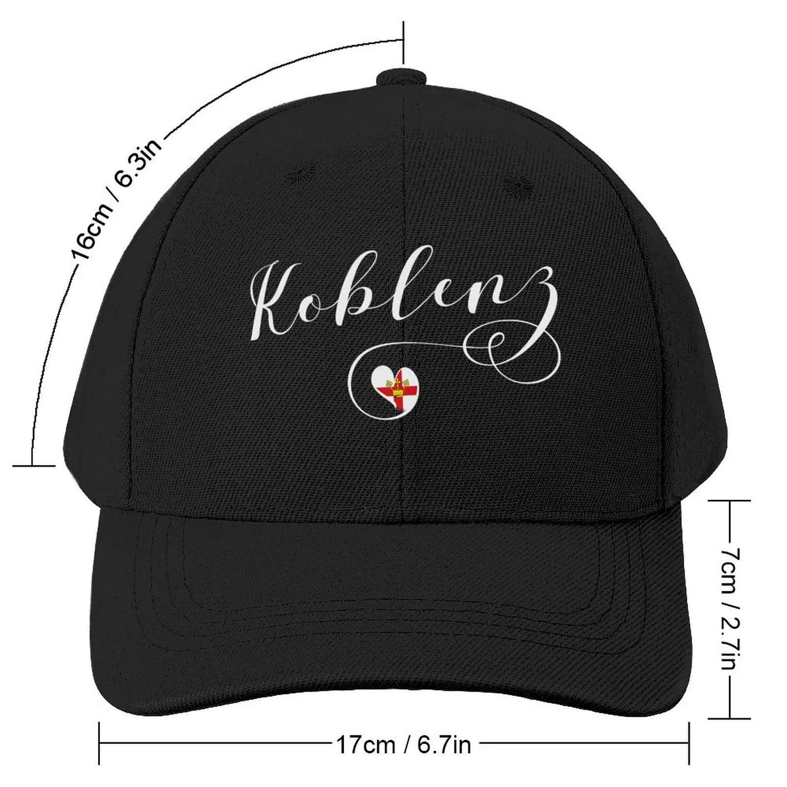 Koblenz Flag Heart, Rhineland-Palatinate Baseball Cap Snap Back Hat Thermal Visor black Trucker Hat Men Golf Wear Women's