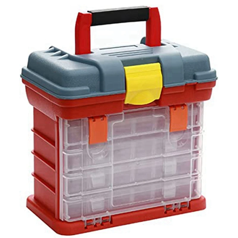 

Multipurpose Toolbox With 4 Layers And 72 Compartments Can Place Screws, Nuts And Wrenches Capacity Stool Carrying Handle