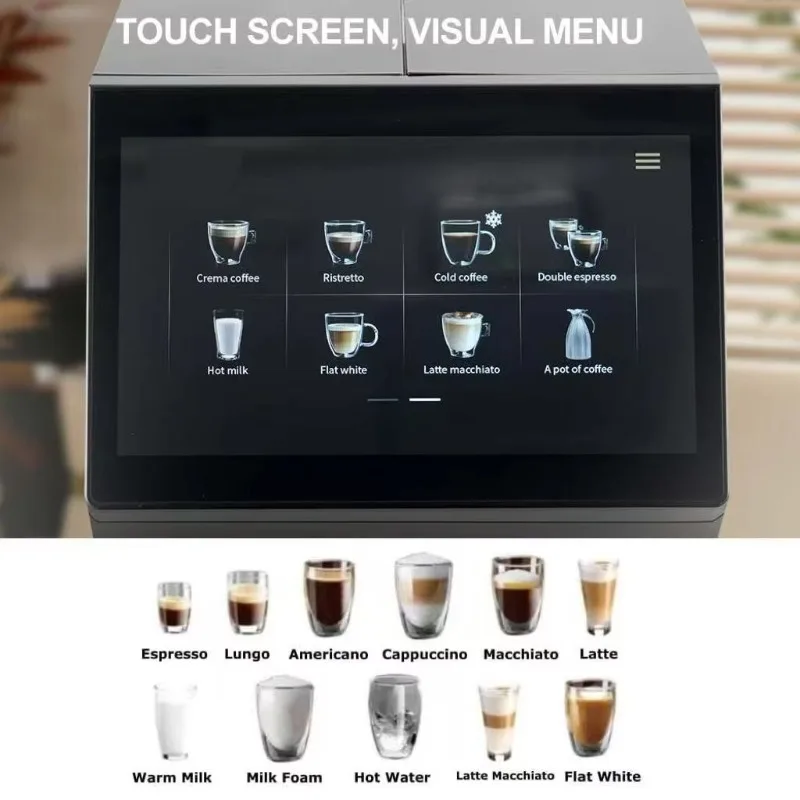 2026 New Style 19Bar Pump Commercial One Touch Full Automatic Programmable Electric Espresso Coffee Maker Bean to Cup