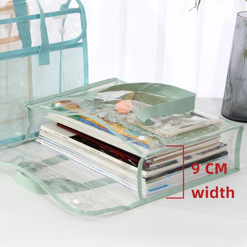 Borsa per documenti trasparente di grande capacità con bottone a pressione - Custodia per esami impermeabile per il trasporto a mano Cartella per documenti per studenti Organizzazione dei compiti