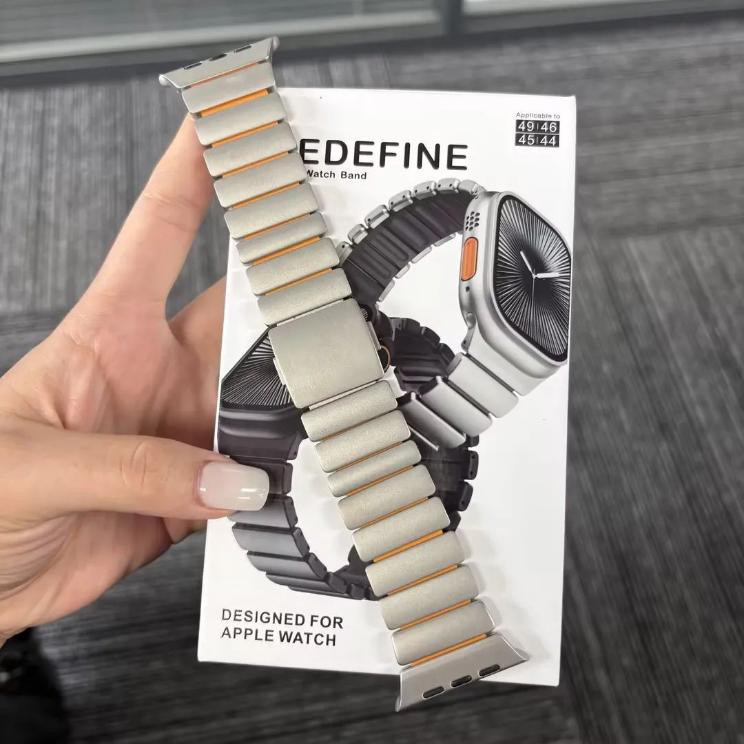 Titanium Metal Band For Apple Watch Ultra 4/3/2 12 11 10 9 8 7 SE Silicone Magnetic Bracelet Strap For iWatch 42 44 45 46 49mm
