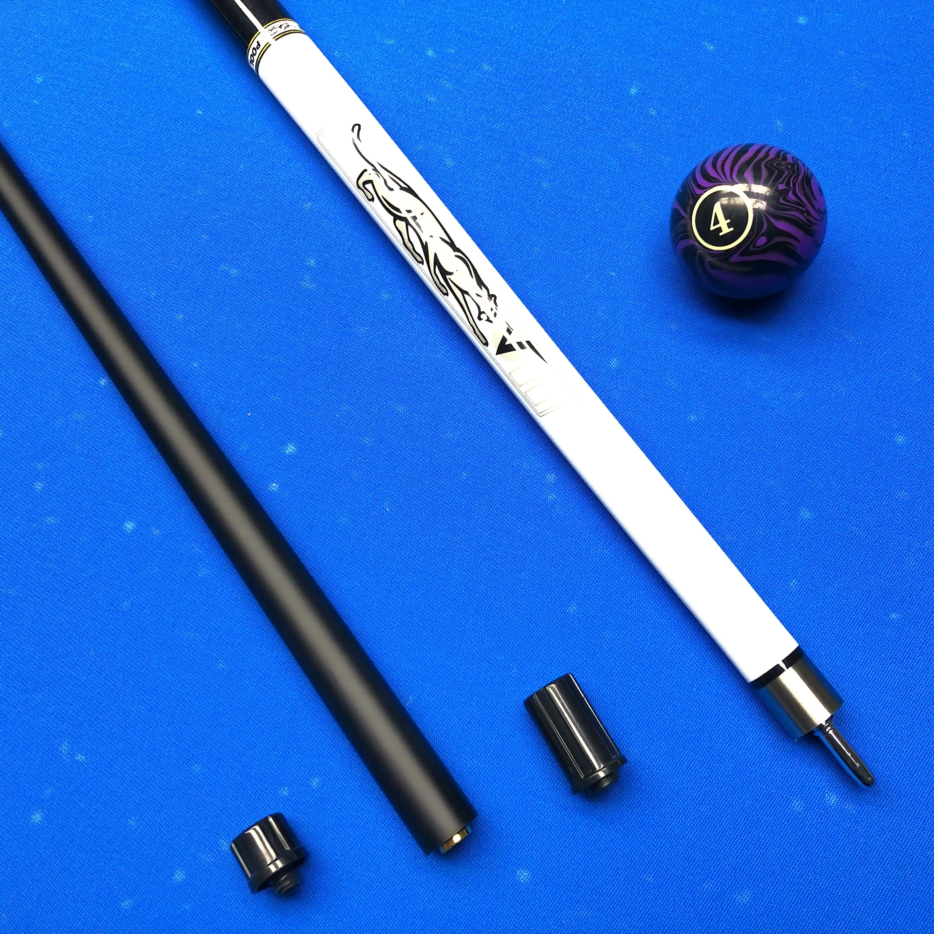 58' Fiberglass Composite Pool Cue, Low Deflection 1/2 Split, 12.5mm Rainbow Tip, Steel Joint W/ Caps, Pearl Grip, Bold Graphic