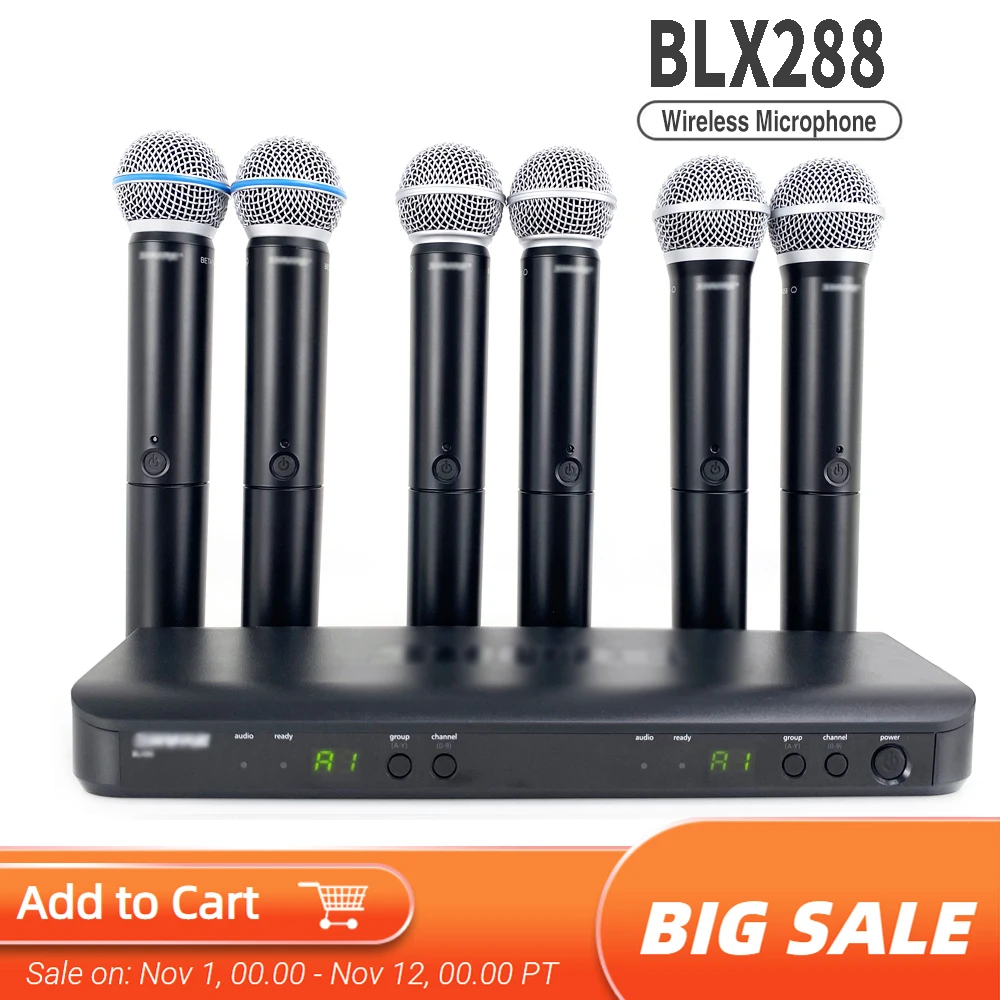 New Package! BLX288 PG58 Handheld Wireless Microphone Digital Vocal System BLX8 Dual Channel Wireless Microfone