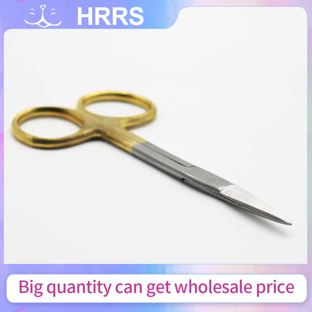 

Dental Surgical Scissors Stainless Steel Medical Scissors Straight and Curved Tip Gold Plated Handle Hemostatic Forceps 11.5cm
