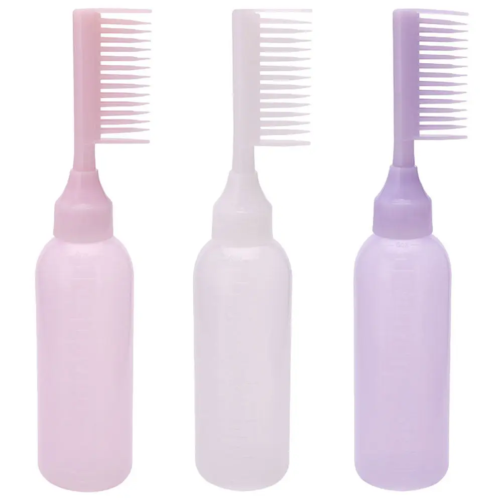 

3pcs Hair Dye Applicator Bottles Comb Bottle With Scale For Home Hair Coloring Salon Use Root Touch Up Tool Portable Grooming