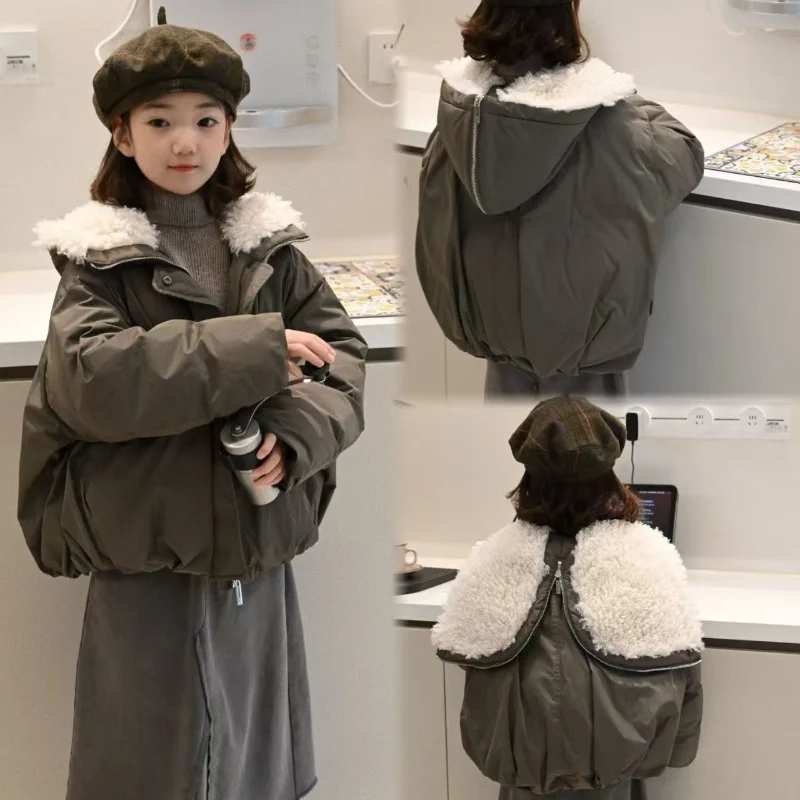 

Girls Winter Cotton Jackets Children Plus Velvet Coats Kids Warm Hooded Outwears Teenager Thick Fashion Clothing Casual Parkas