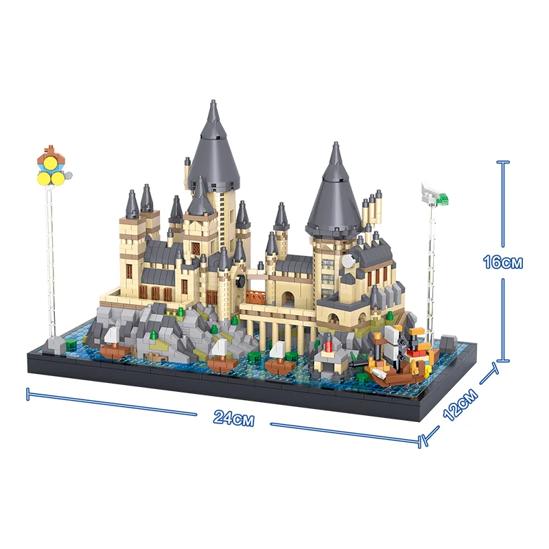 Blocos de construção de castelo mágico, modelo arquitetônico criativo feito à mão, brinquedos educativos para crianças, ornamentos, presentes