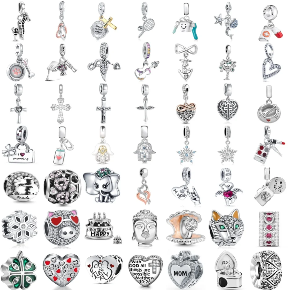 

Хит продаж: Подвеска-крест из серебра 925 пробы с бусинами в виде слона и торта, подходит для оригинальных браслетов, аксессуары для DIY, изысканные украшения