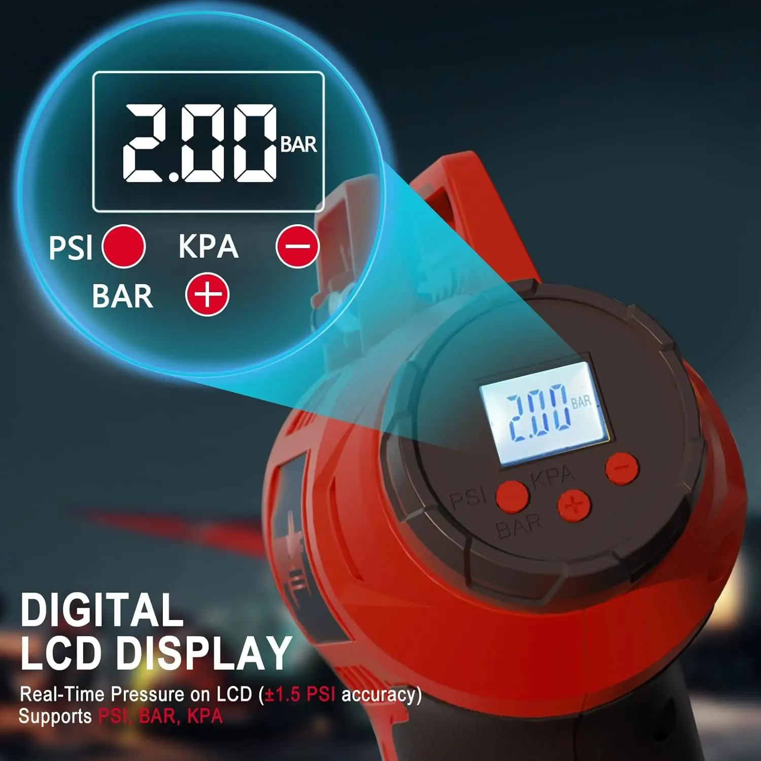 Cordless Tire Inflator Compatible with Milwaukee 18V Battery Portable Air Compressor with LCD Digital for Car Bikes (Tool Only)