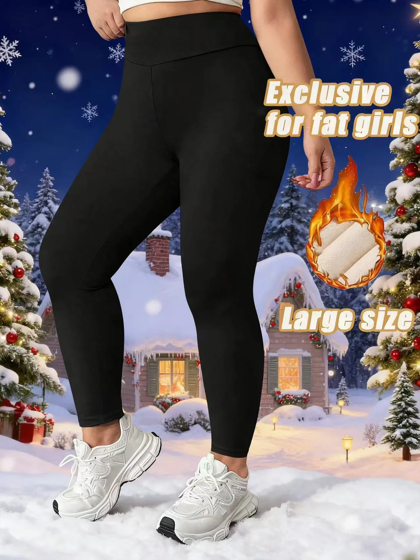 【Confezione da 2】 leggings invernali a vita alta in pile taglie forti, caldi e confortevoli, adatti per sport e abiti natalizi