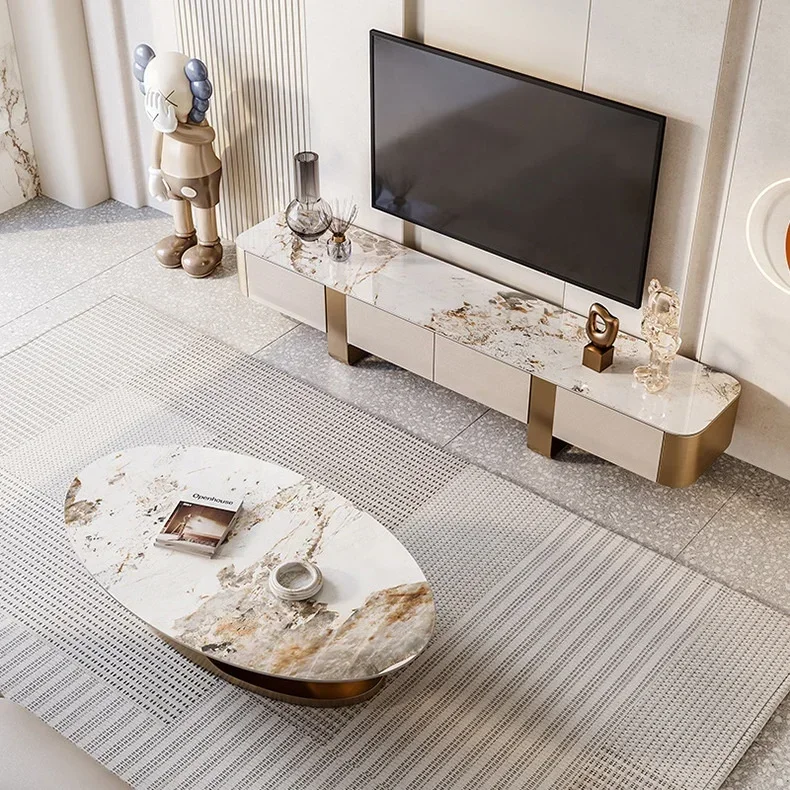 

#Light luxury modern minimalist Italian high-end coffee table and TV cabinet combination for living room furniture