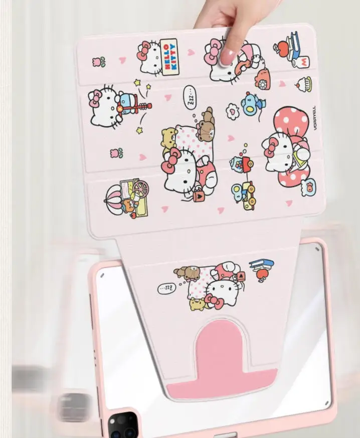 MINISO Hello Kitty Per iPad Custodia ipad Air3 4 5 10.9in M2 M3 Pro4 5 6 12.9in M4 Custodia protettiva Ipad8/9/10 A16 11in Tablet Cover