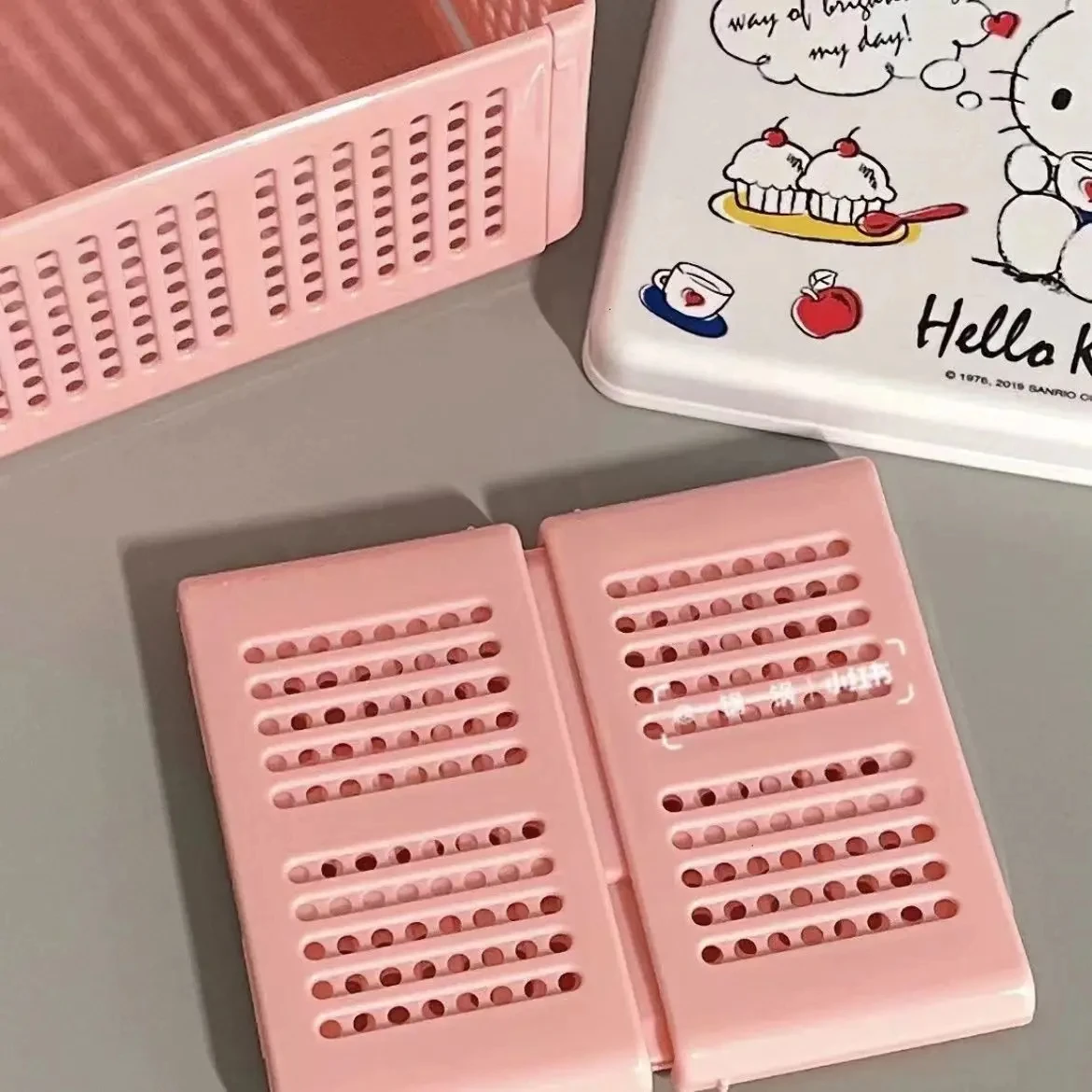 Caja de almacenamiento plegable multiusos de Hello Kitty, caja de clasificación de cosméticos miscelánea de escritorio, regalo para niños, dibujos