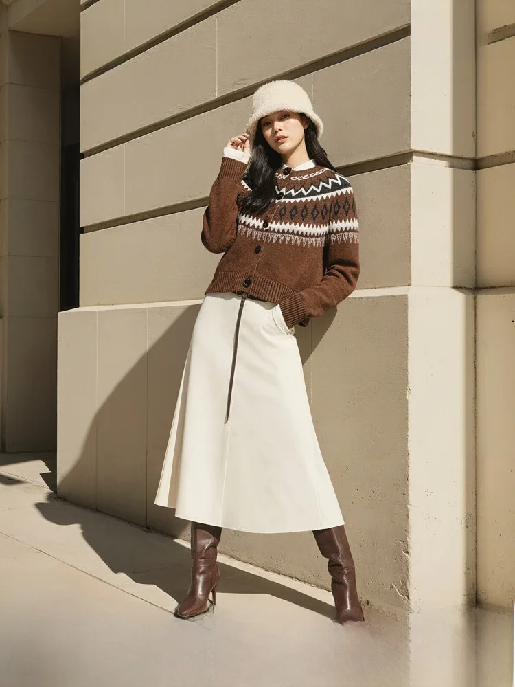 

Красный свитер из смесовой шерсти с узором Fair Isle, весенняя новинка, свободный крой, с пуговицами, повседневная одежда для женщин от H&M 00005