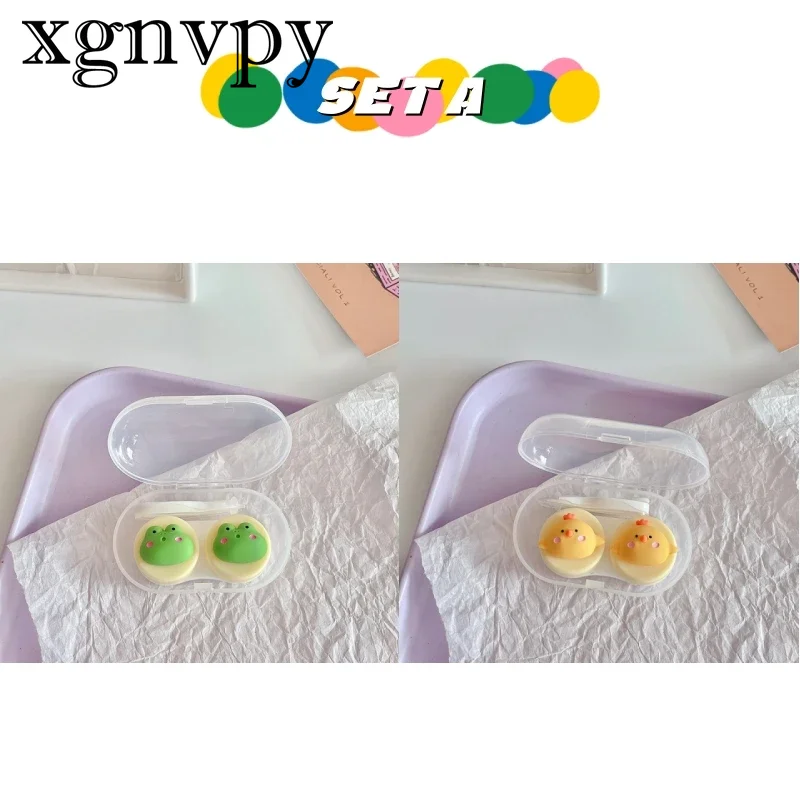 2pcs Companion Box Contact Lenses Box Cute Three-dimensional Tiger Chick Animal Contact Lens Companion Box Small Portable