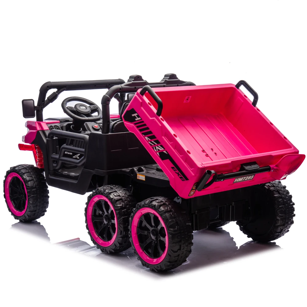 24V 4WD 2-Seater Kids Electric Dump Truck, 6-Wheel Ride On UTV with Remote Control, Music, Bluetooth, USB, for Ages 3+
