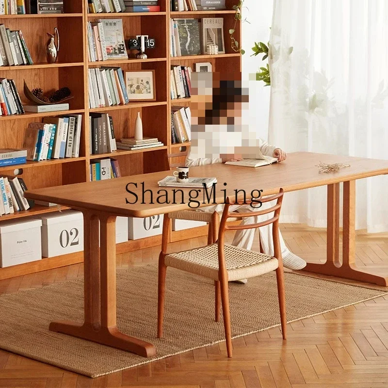 

SM Geometric Large Desk Work Table Full Solid Wood Dining Table Living Room Double Desk