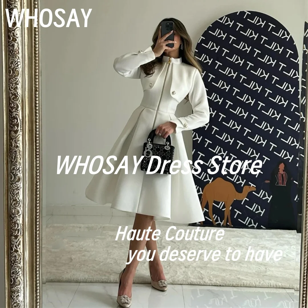 

WHOSAY 2025 Prom Dresses Zipper High Collar Special Occasion Dress Customized Long Sleeves Wedding Party Satin Evening Gowns