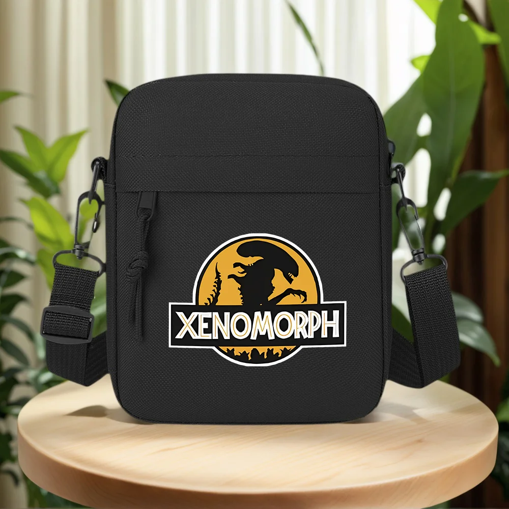 Xenomorph silhouette within design Men Crossbody Bag Single Shoulder Women Cartoon Anime Film Printing Design Unisex