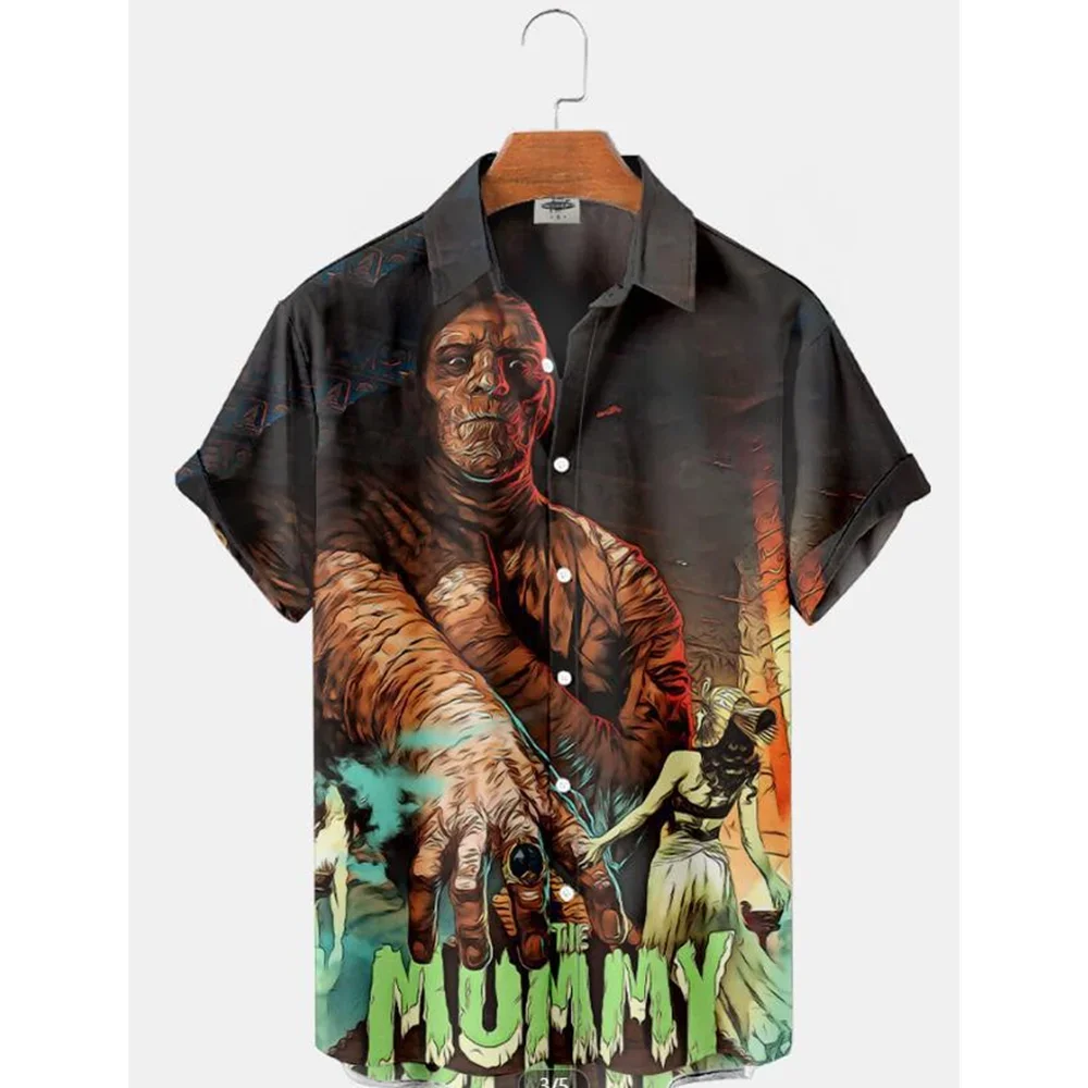 2022 Movie Character Horror Vintage Shirt For Men 3d Printed Men's Shirts Men's Summer Streetwear Top Retro Men's Hawaiian Shirt