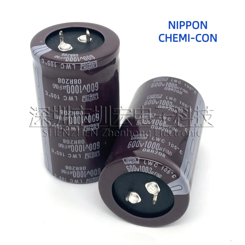 10-1pcs  Brand New Original NIPPON CHEMI-CON 600V 1000UF Imported 600V1000UF High Voltage Aluminum Electrolytic Capacitor